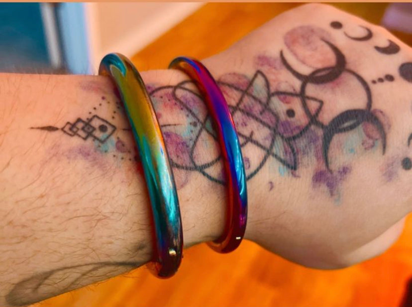 6mm Elliptical Rainbow Bracelet, or Anklet, Fetish Cuffs - Multiple Sizes Available