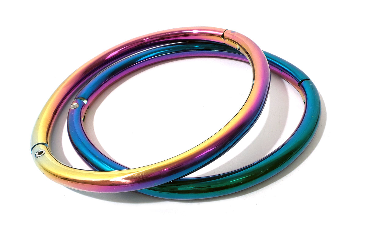 8mm Elliptical Rainbow Locking Eternity Bracelet, Anklet (bdsm locking anklet)