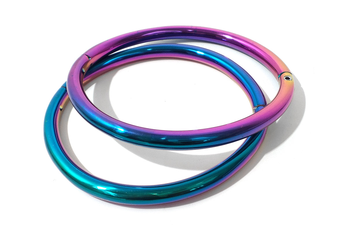 8mm Elliptical Rainbow Locking Eternity Bracelet, Anklet (bdsm locking anklet)