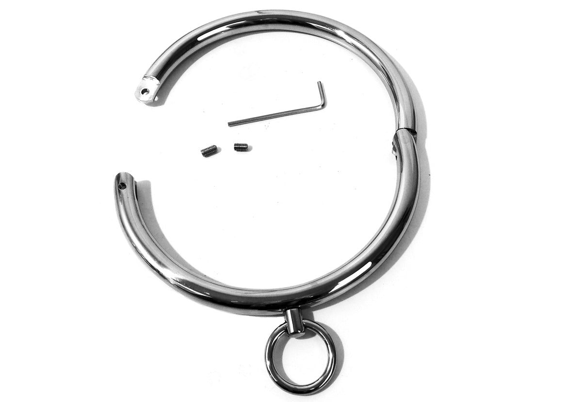 Eternity Slave Collar with Fixed Collar Ring Finish Stainless Steel (Metal, BDSM, Eternity)