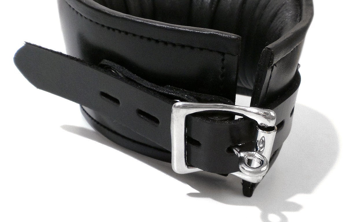 Deluxe Padded Black Leather Posture Collar