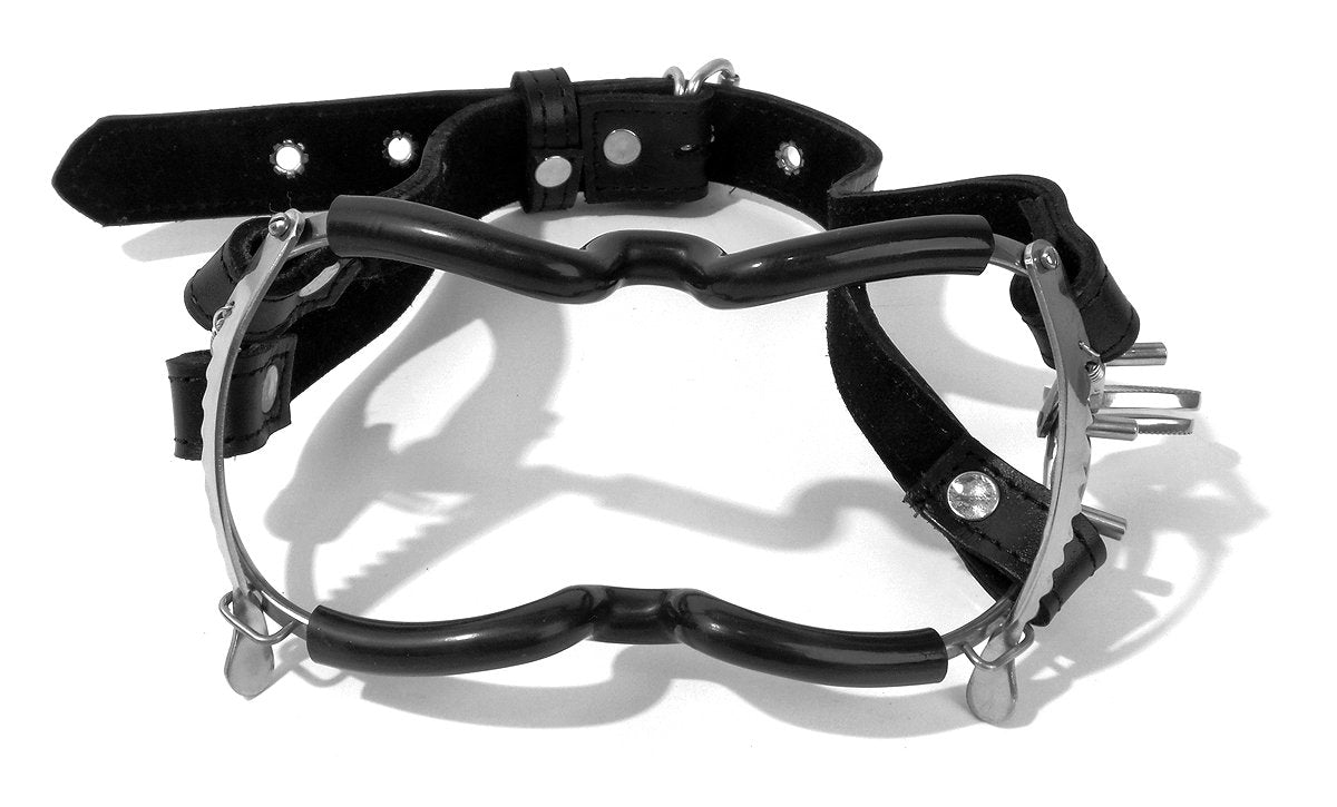 BDSM Gag, Ratchet Style Jennings Mouth Gag with Strap Whitehead Jennings Ratchet, Lockable Buckle Leather (Silicone Coated)