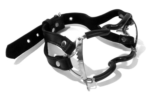 BDSM Gag, Ratchet Style Jennings Mouth Gag with Strap Whitehead Jennings Ratchet, Lockable Buckle  Leather (Silicone Coated)