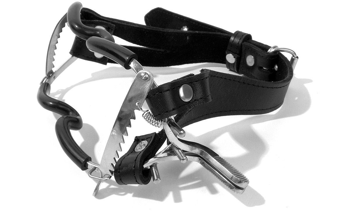 BDSM Gag, Ratchet Style Jennings Mouth Gag with Strap Whitehead Jennings Ratchet, Lockable Buckle Leather (Silicone Coated)