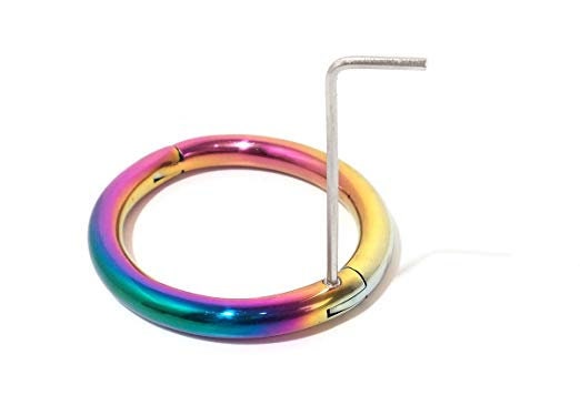 8mm Elliptical Rainbow Locking Eternity Bracelet, Anklet (bdsm locking anklet)