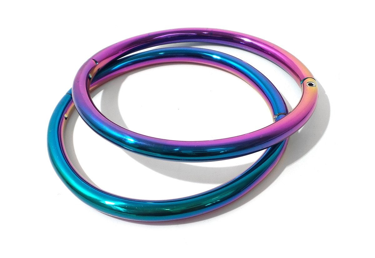 8mm Elliptical Rainbow Locking Eternity Bracelet, Anklet (bdsm locking anklet)