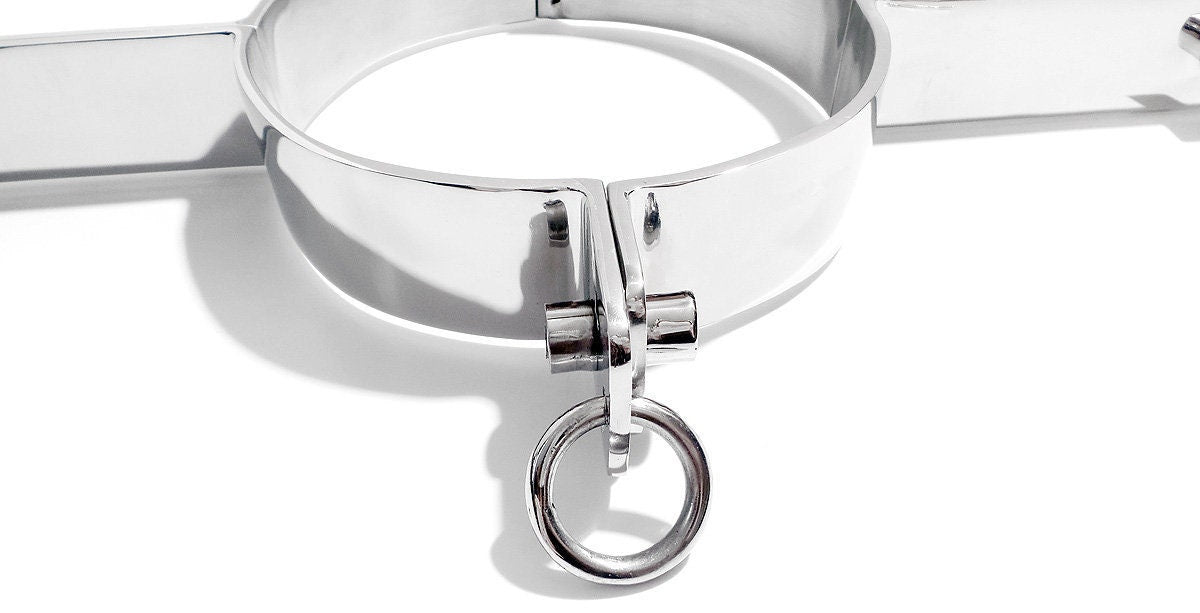 Pillory Spreader Bar Cangue BDSM Shrew's Fiddle Neck and Wrist Restraint Stainless