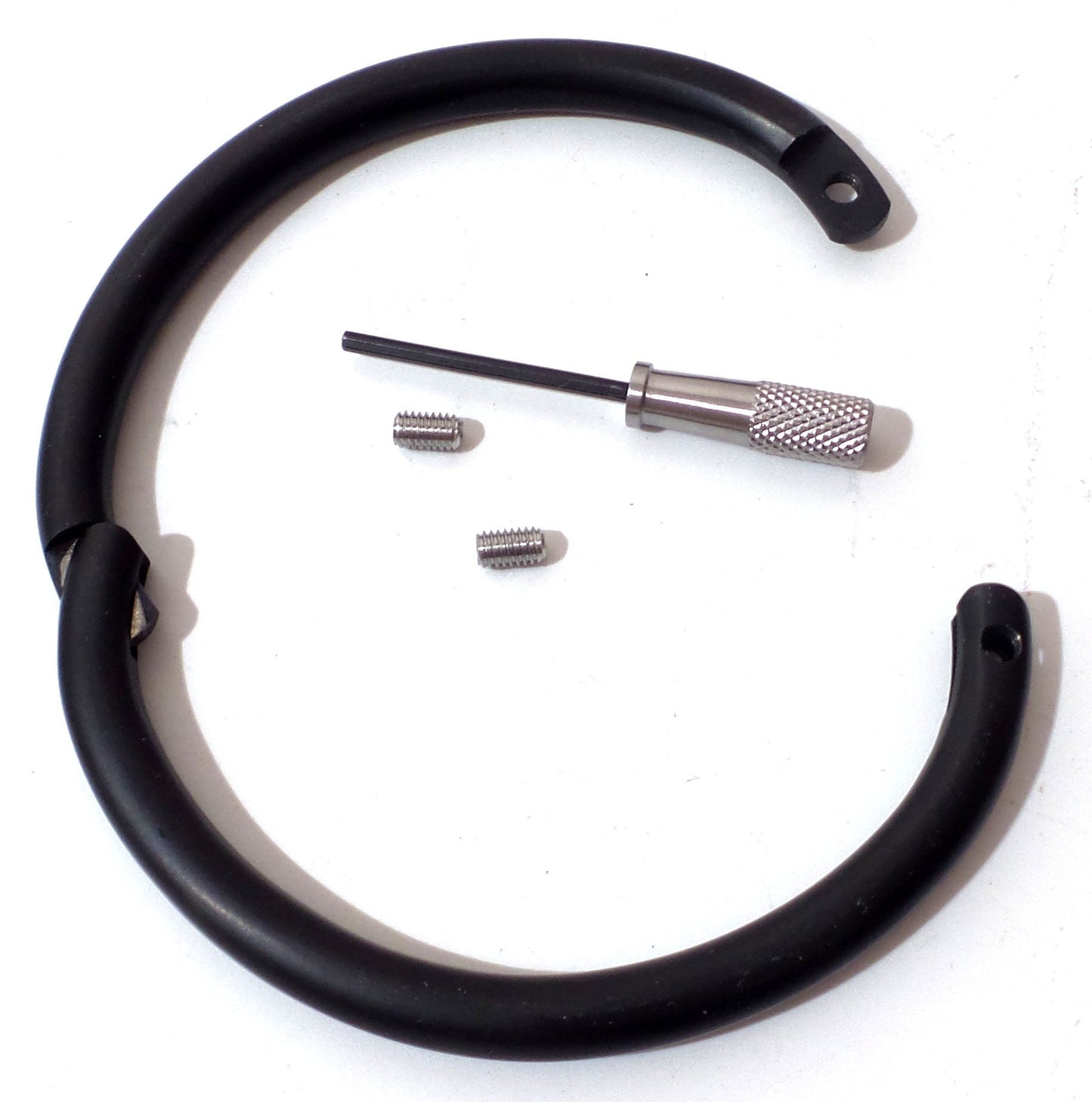 Elliptical Locking Matte Black Titanium Over Stainless Anklet, Bracelet (bdsm locking anklet)