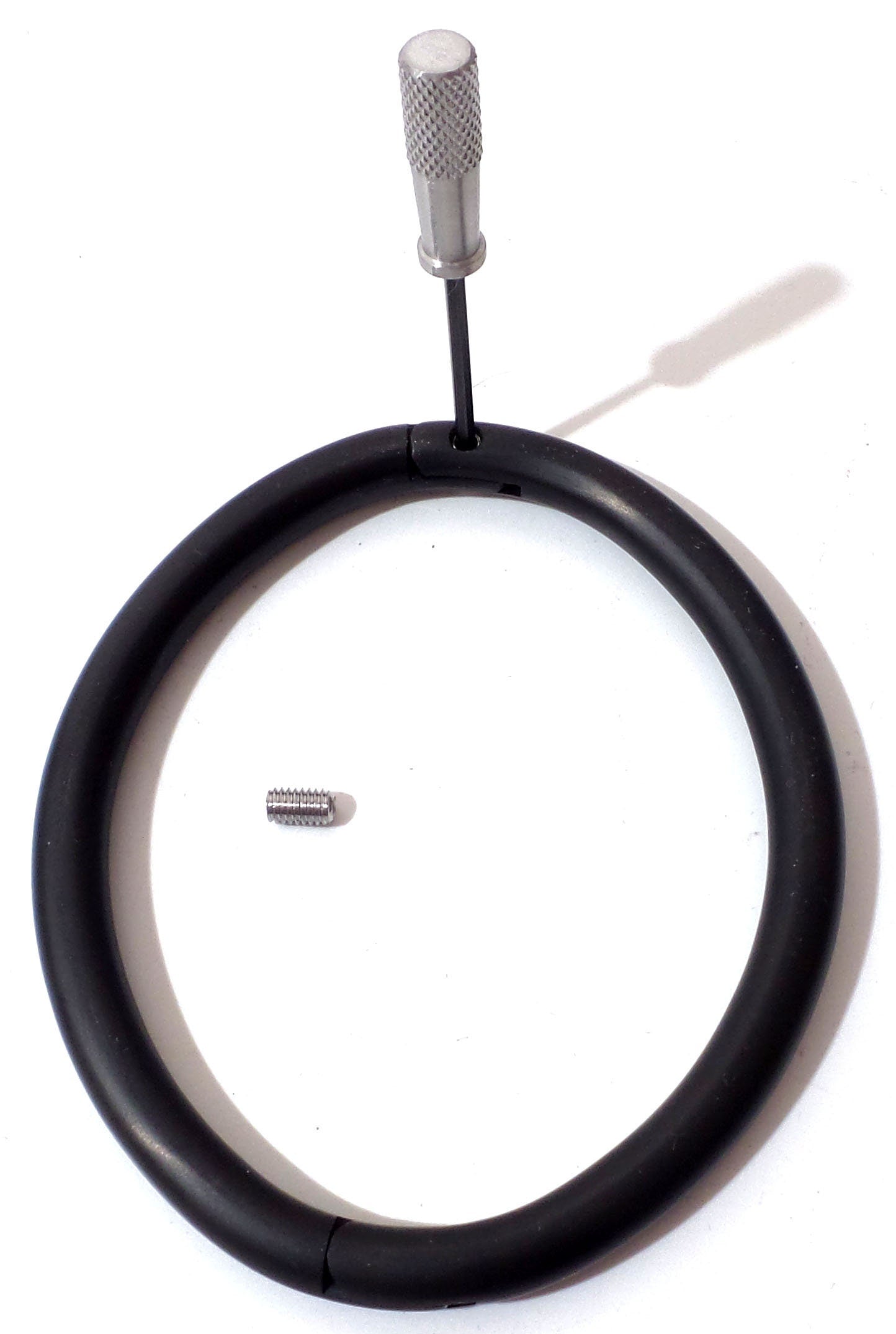 Elliptical Locking Matte Black Titanium Over Stainless Anklet, Bracelet (bdsm locking anklet)