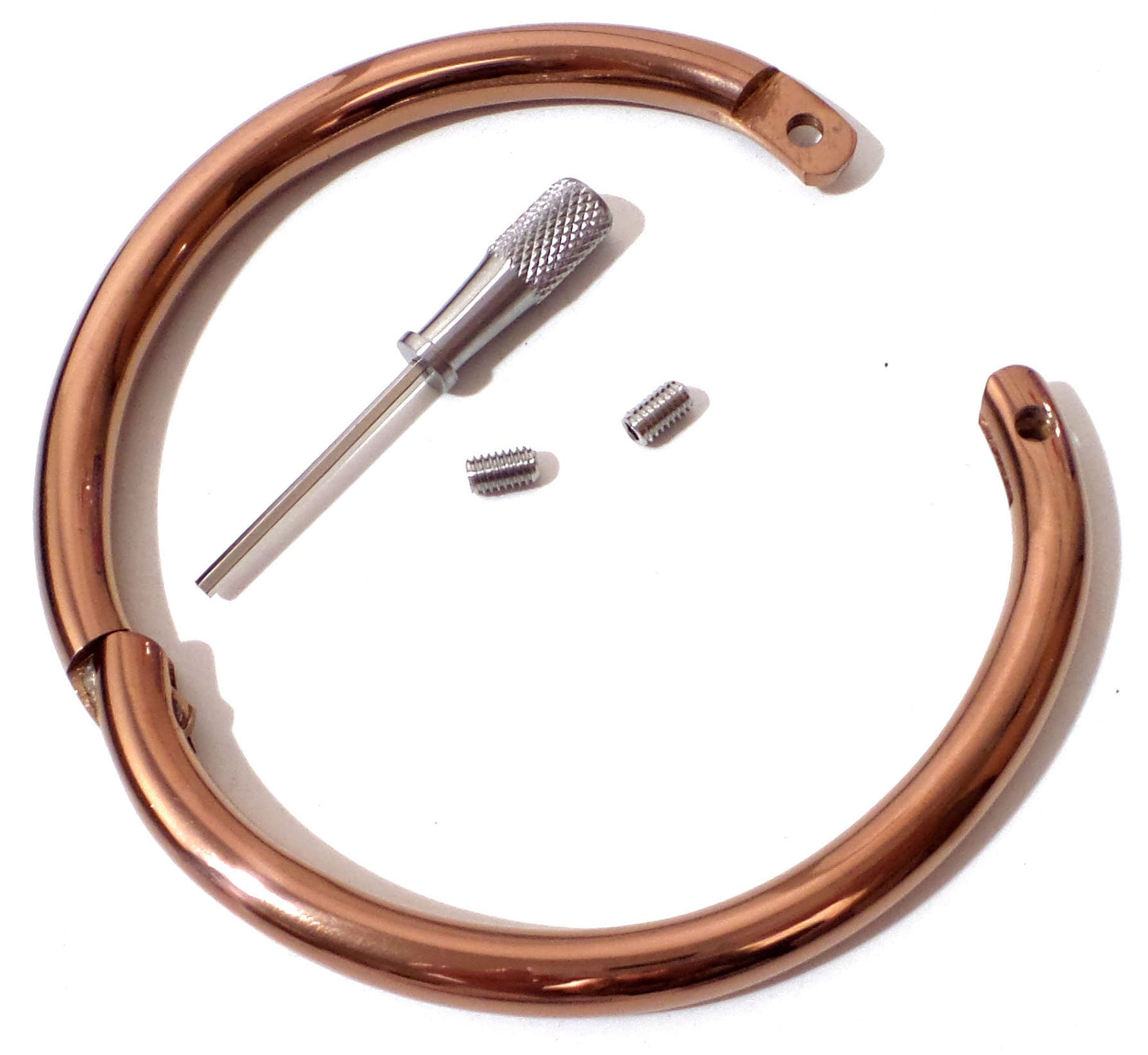 Rose Gold Titanium Over Stainless Elliptical Eternity Locking Anklet, Bracelet (BDSM Locking Anklet) - Multiple Sizes Available