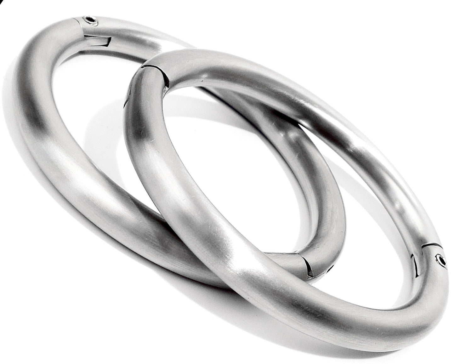 Brushed / Satin Stainless Steel Elliptical Bondage Locking Wrist Bracelet, Anklet (bdsm locking cuffs)