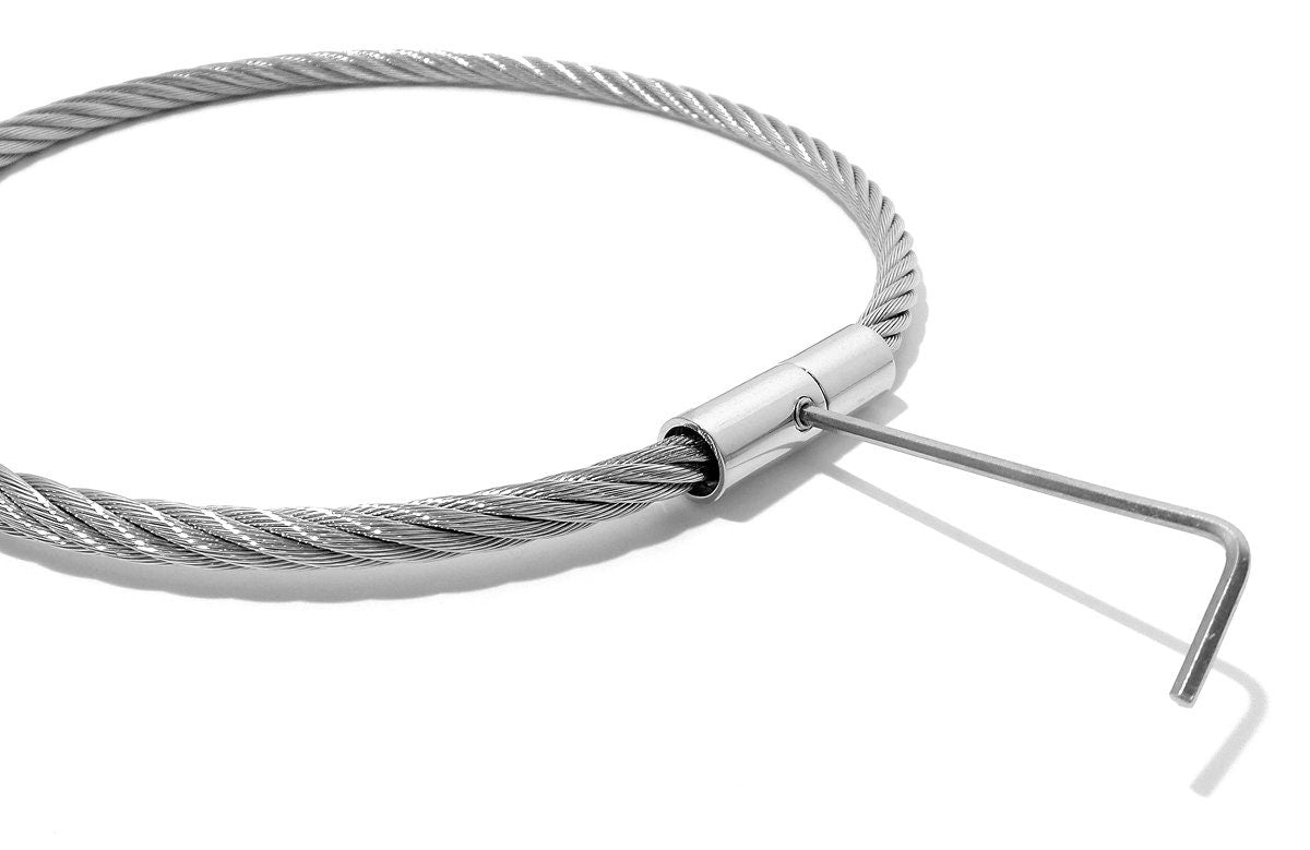 Braided Wire Cable Collar No Ring (locking day collar, BDSM collar cable)