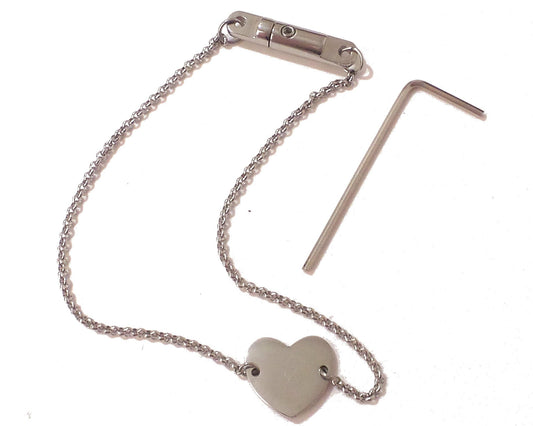 Locking Clasp Chain Anklet or Necklace with Heart - Allen Key Closure
