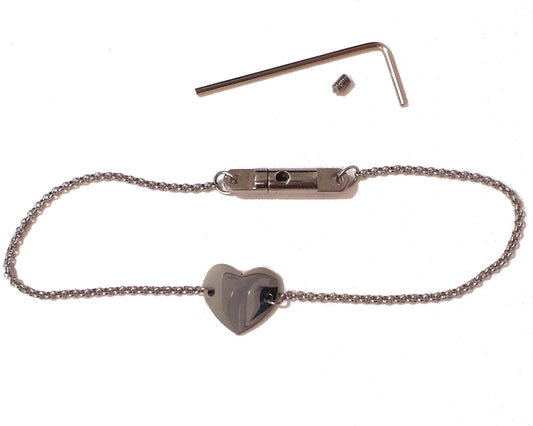 Locking Clasp Chain Necklace with Heart - Allen Key Closure