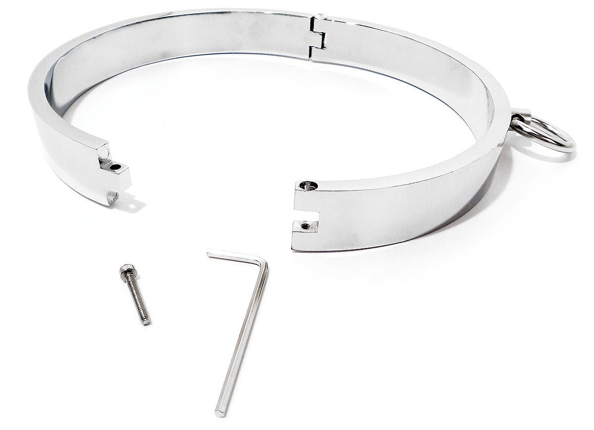 Final Sale Fixed Ring Flat Chrome Collar 16" & 17" w/ Allen Drive Key