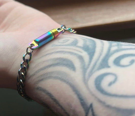 Rainbow Locking Chain Bracelet or Anklet - Multiple Sizes Available