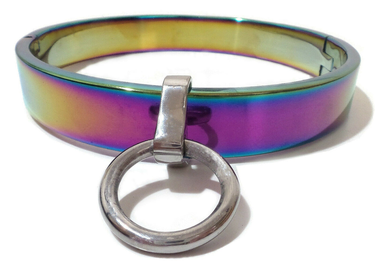 Flat Locking Slave Collar Choker Rainbow BDSM Collar