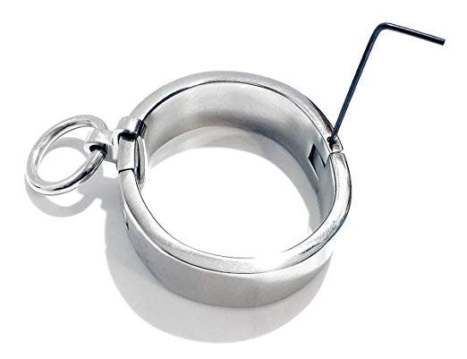 Flat Steel Locking Stainless Steel Wrist Fetish Handcuffs & Restraints (BDSM, Metal)