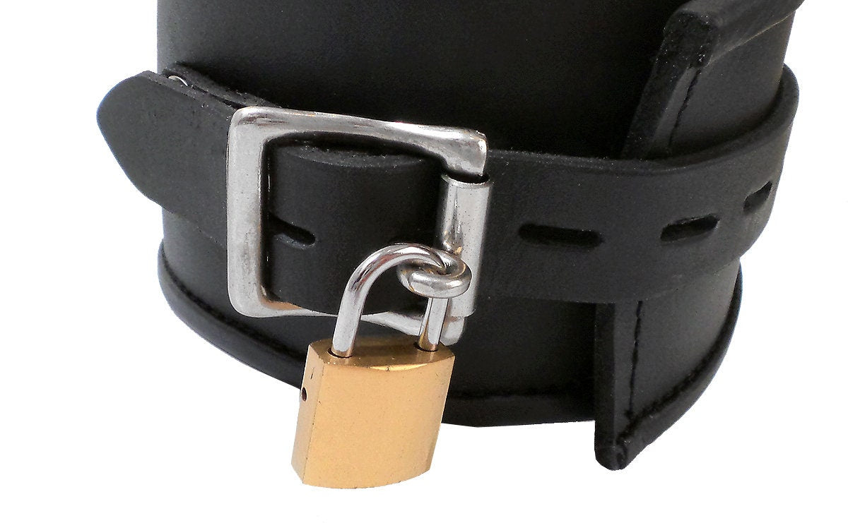 Padded Leather Posture Collar with Padlock 2 Heights