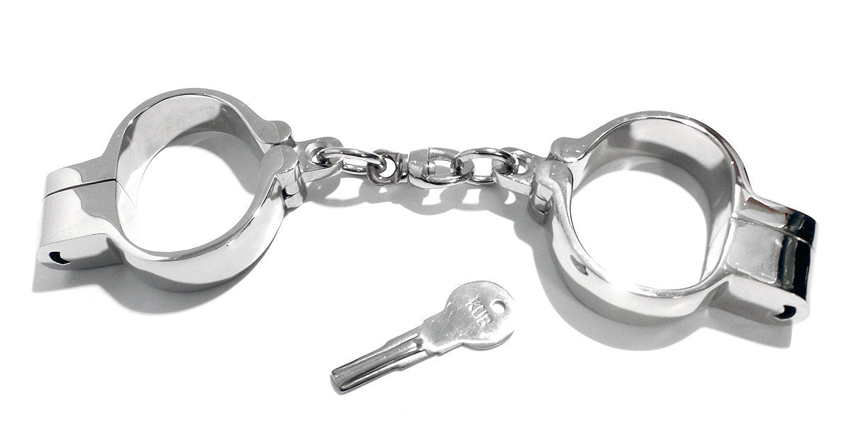 Handcuffs with Chain Snap Shut Stainless Steel