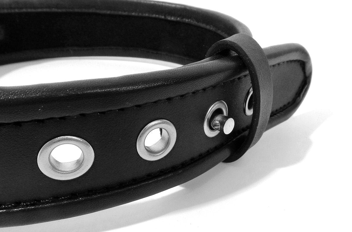 BDSM Leather Studded Choker Slave Collar With Ring Padlock Style