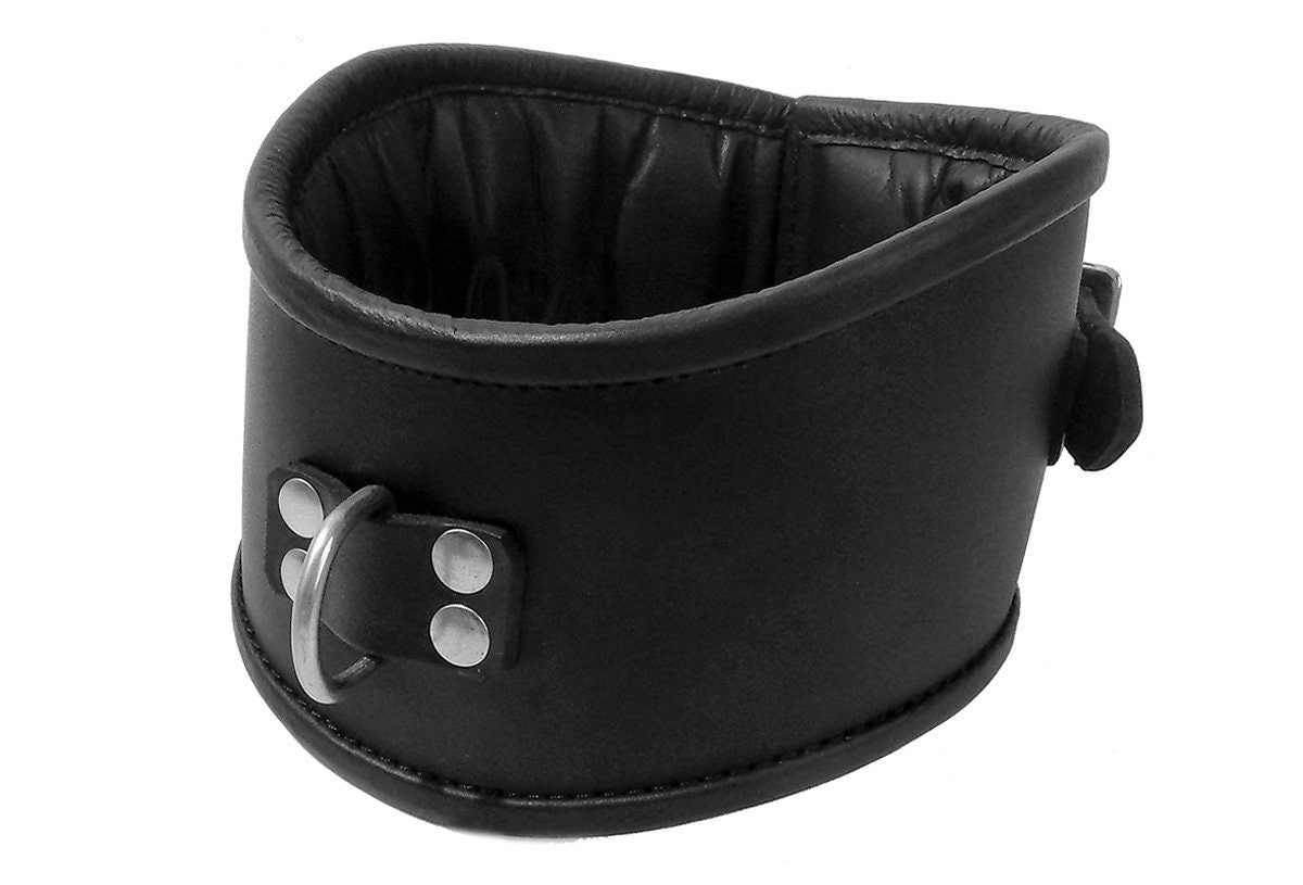 Padded Leather Posture Collar with Padlock 2 Heights