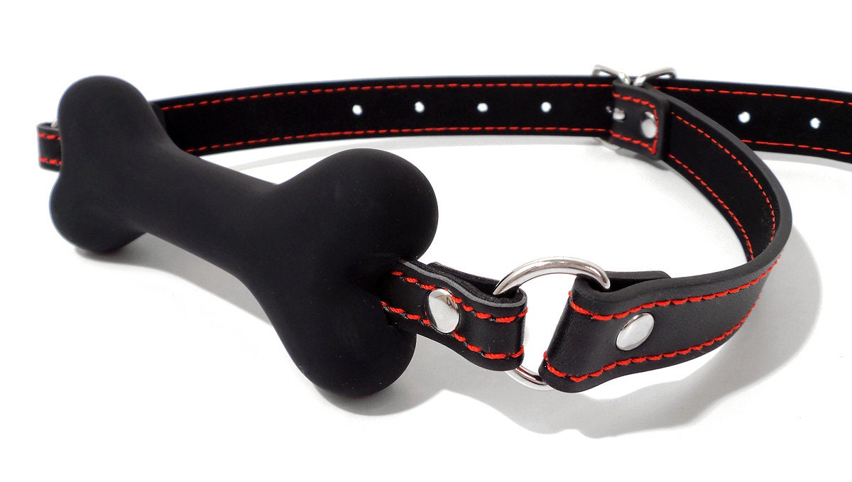 Bone Gag Silicone Black with Black Strap