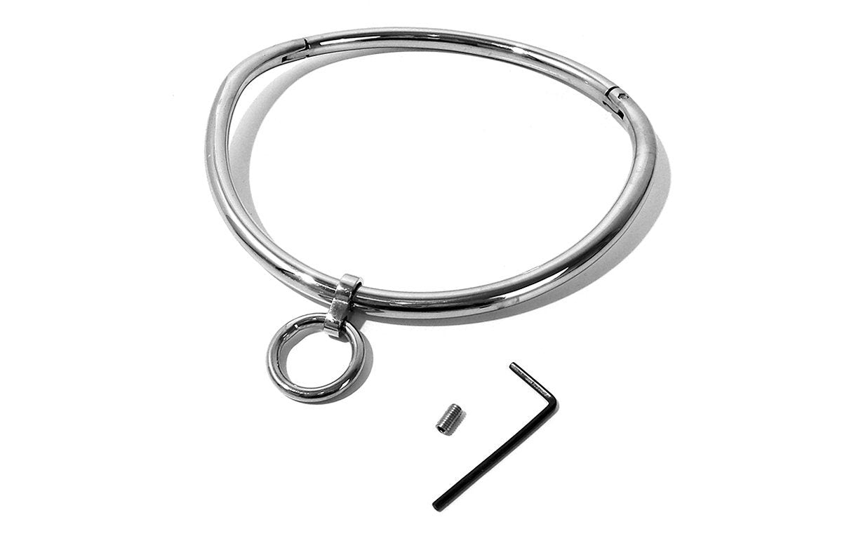 BDSM Collar - Curved Stainless Steel Bondage Collar with Single Ring (Multiple Sizes)