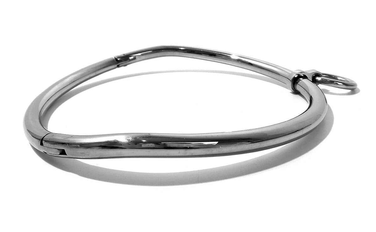 BDSM Collar - Curved Stainless Steel Bondage Collar with Single Ring (Multiple Sizes)