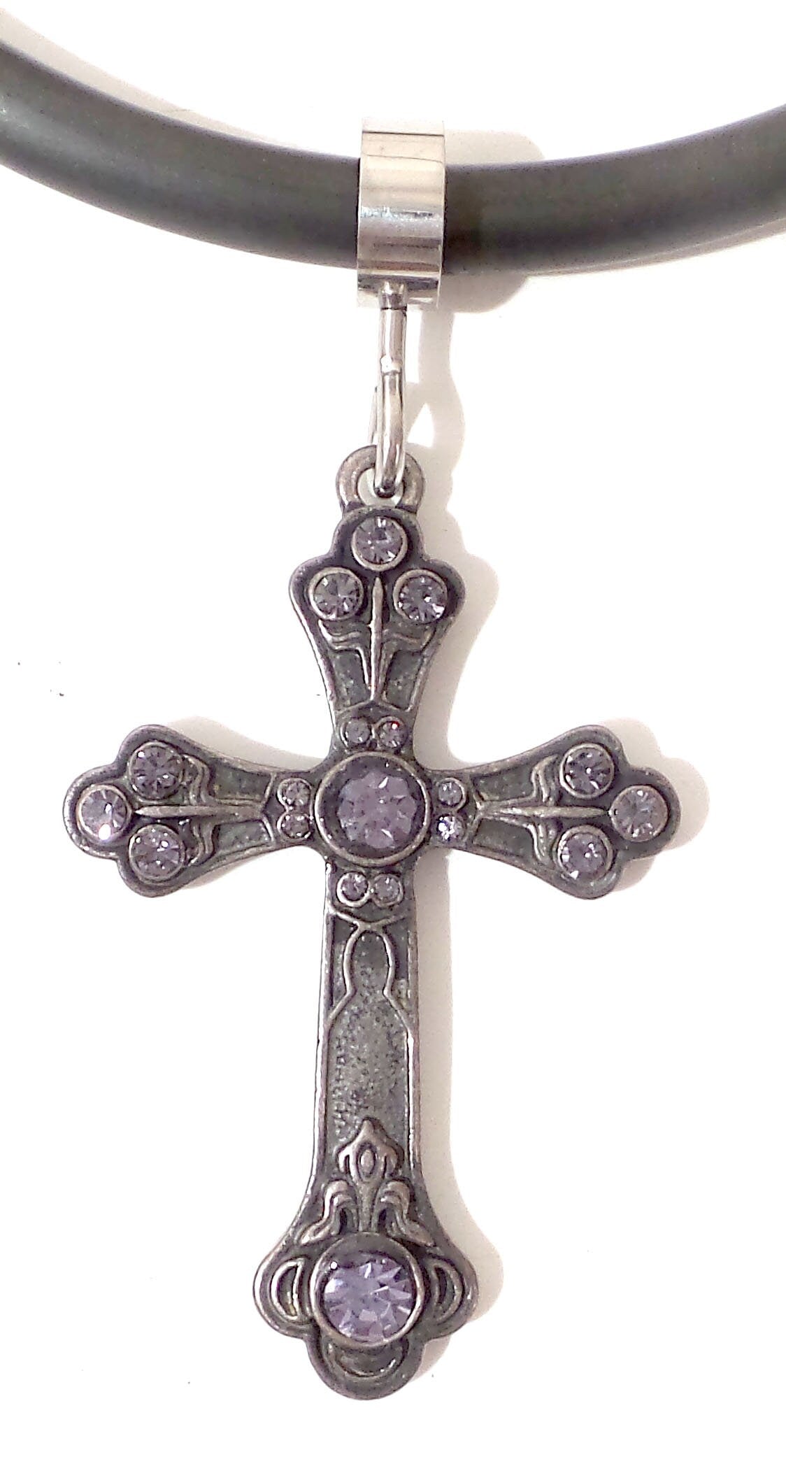 Purple Stone Cross Pendant for 6mm and 8mm Collars