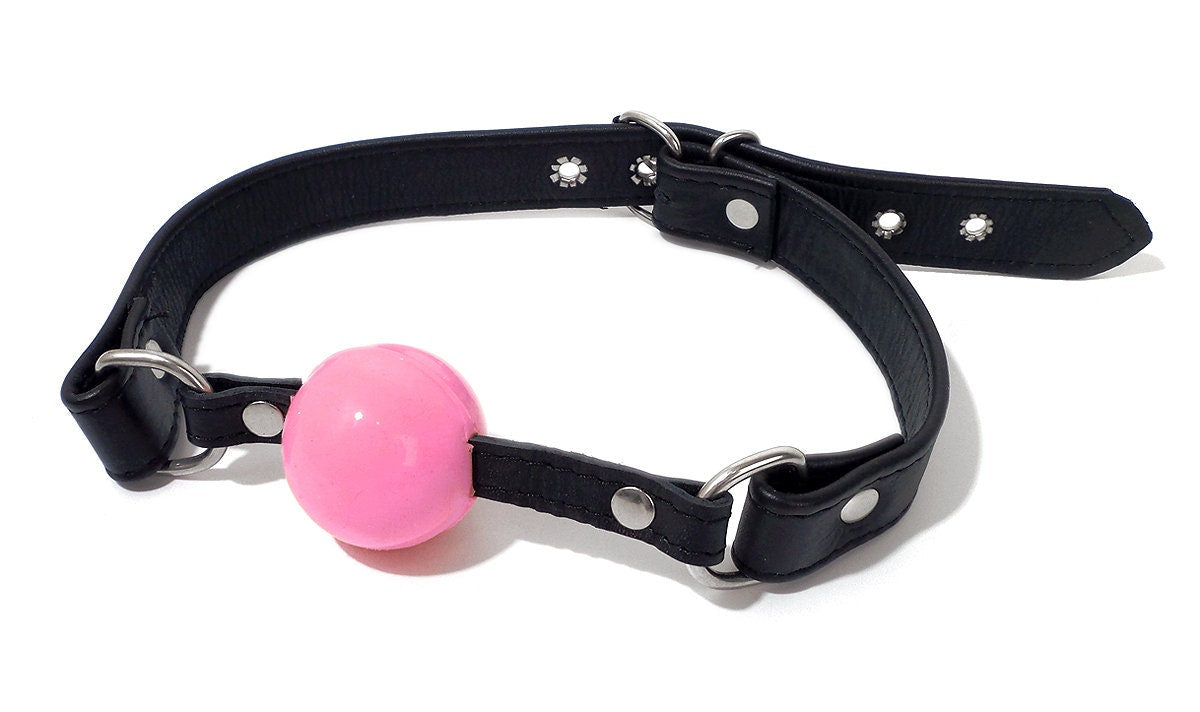 Deluxe Leather Lockable Ring Gag, Ball Gag, Open With Adjustable
