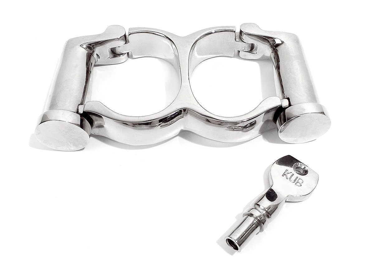 KUB Double Cylinder Irish-8 Darby Handcuffs Nickel Plated