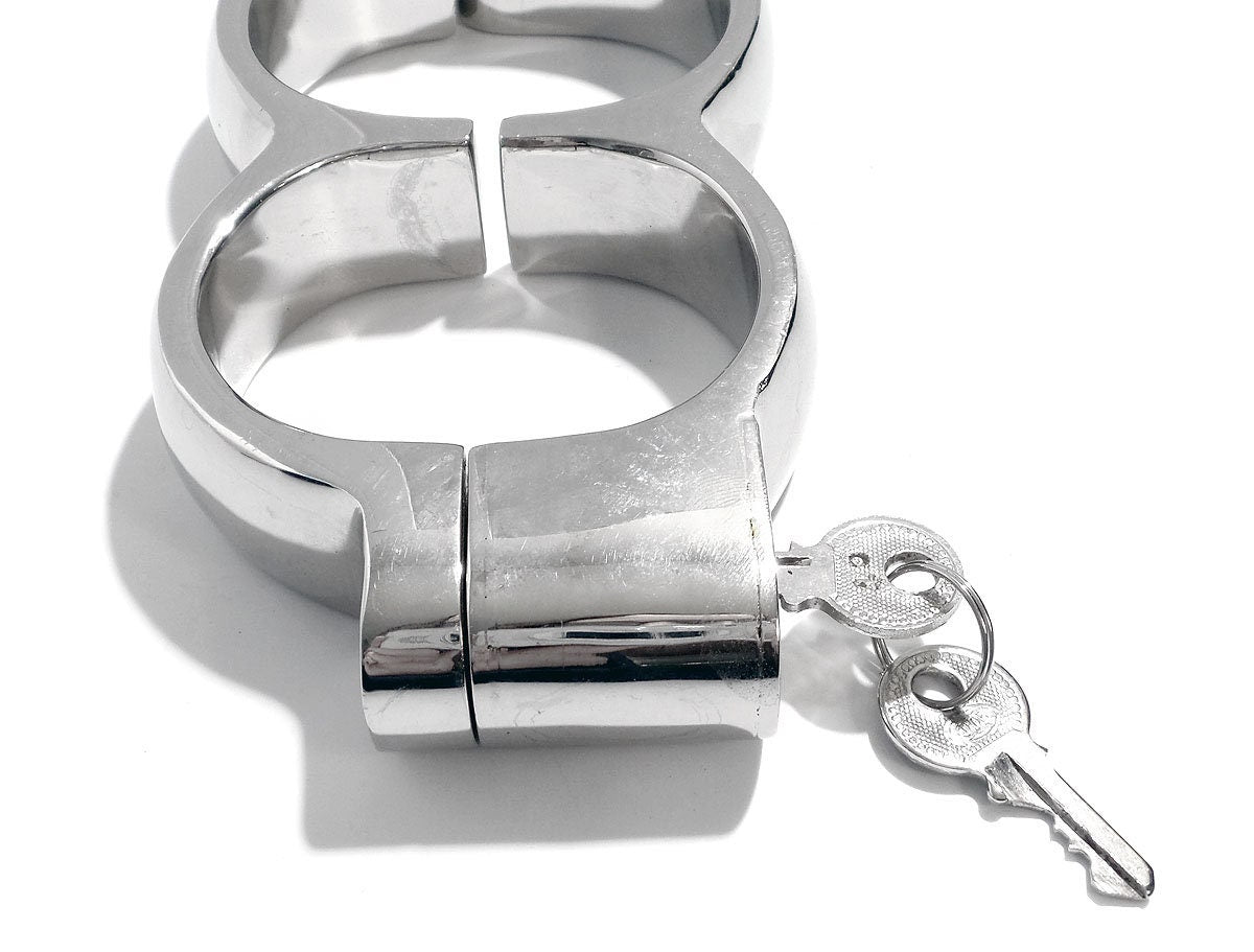 BDSM Handcuffs Snap Shut High Security Irish 8 Nickel Multiple Sizes Available