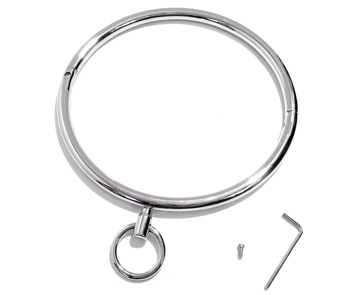 Thick Nickel Plate Locking Neck Collar with Single Ring