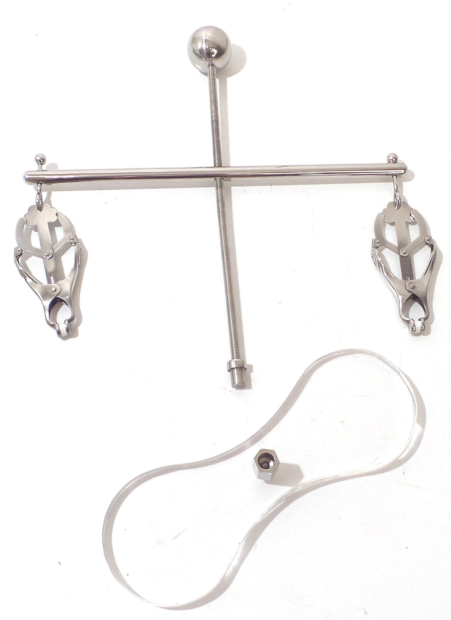 Deluxe Nipple Clamps with Plexiglass Base Tower of Pain Stainless Steel