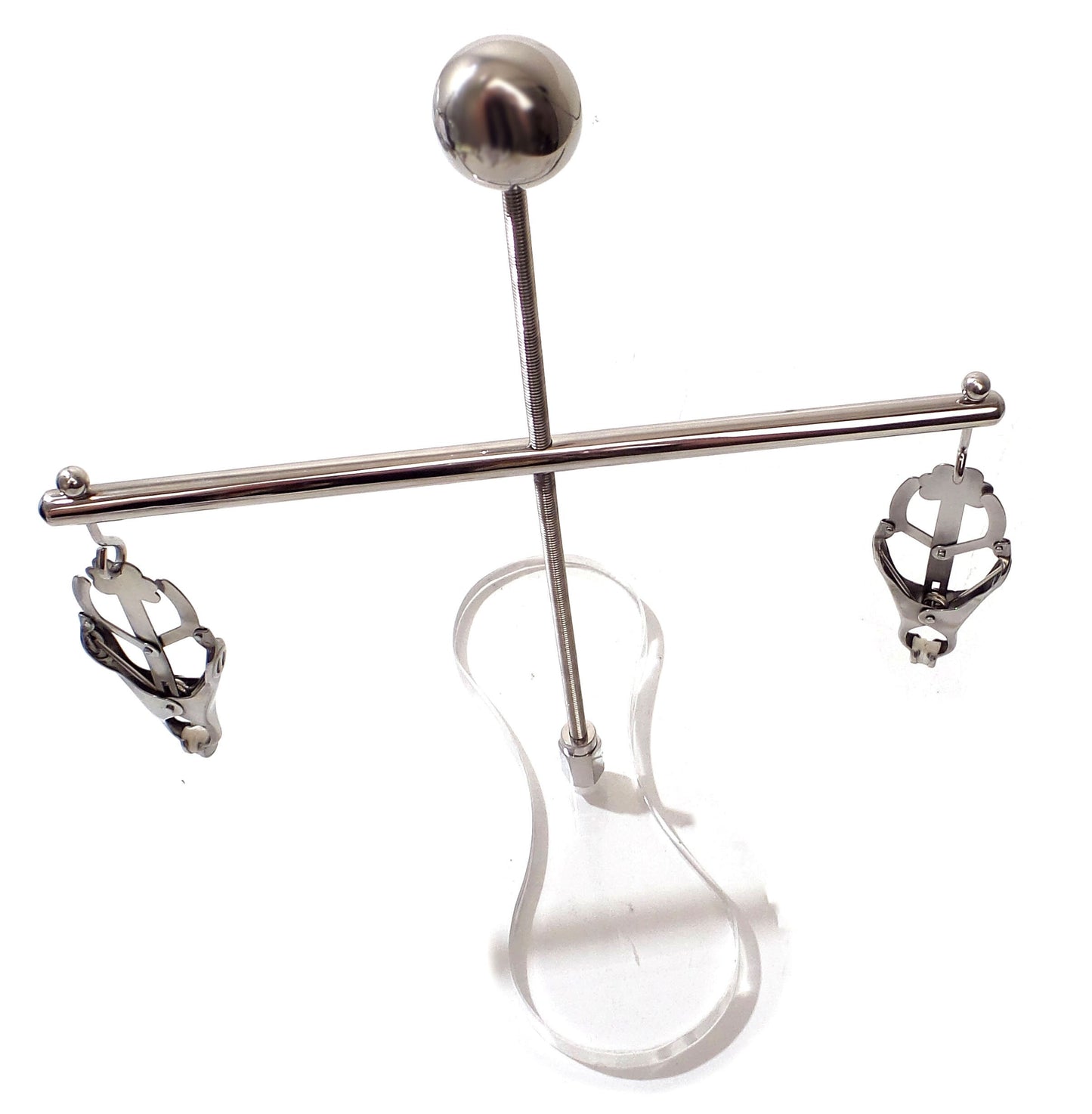 Deluxe Nipple Clamps with Plexiglass Base Tower of Pain Stainless Steel