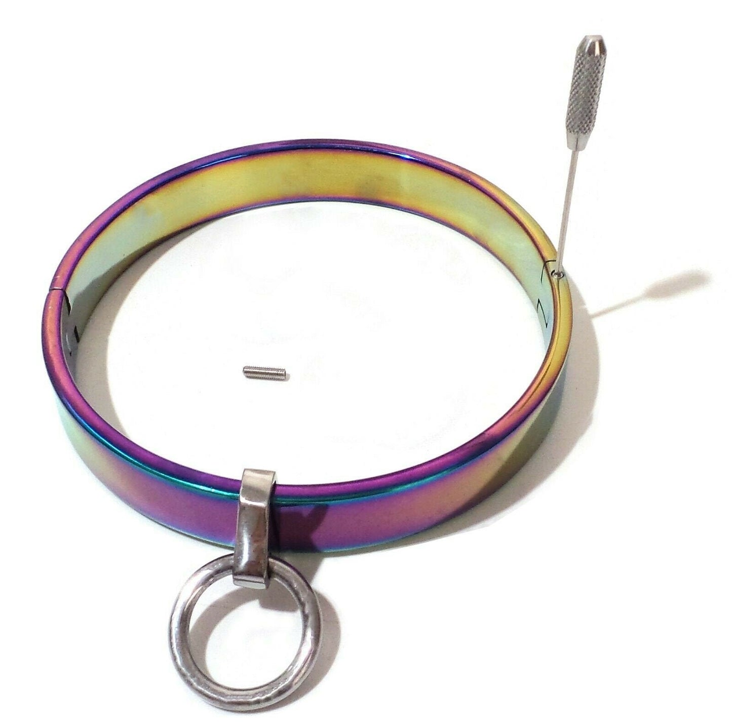 Flat Locking Slave Collar Choker Rainbow BDSM Collar