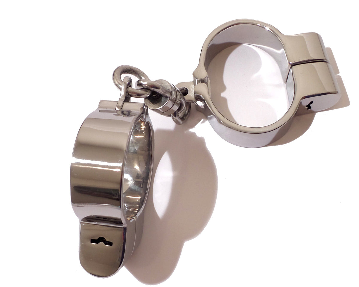 Handcuffs With Spring Chain Handcuffs with Chain Snap Shut Stainless Steel - Multiple Sizes ...