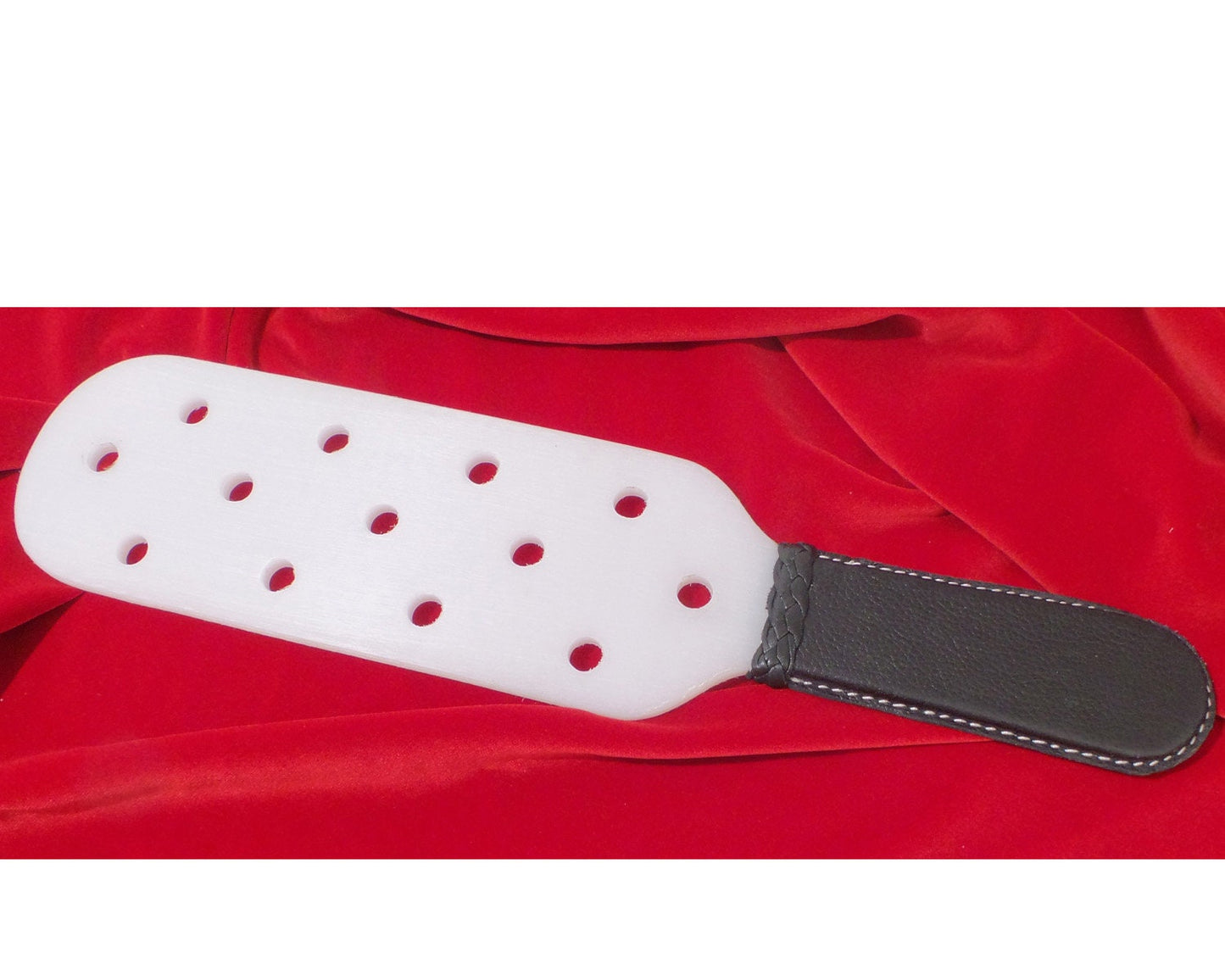 Unbreakable White Teflon Plastic Spanking Paddle with Holes