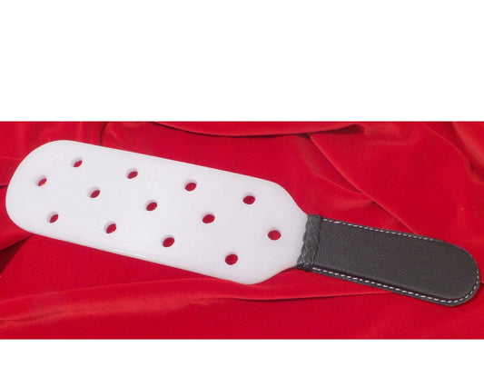 Unbreakable White Teflon Plastic Spanking Paddle with Holes