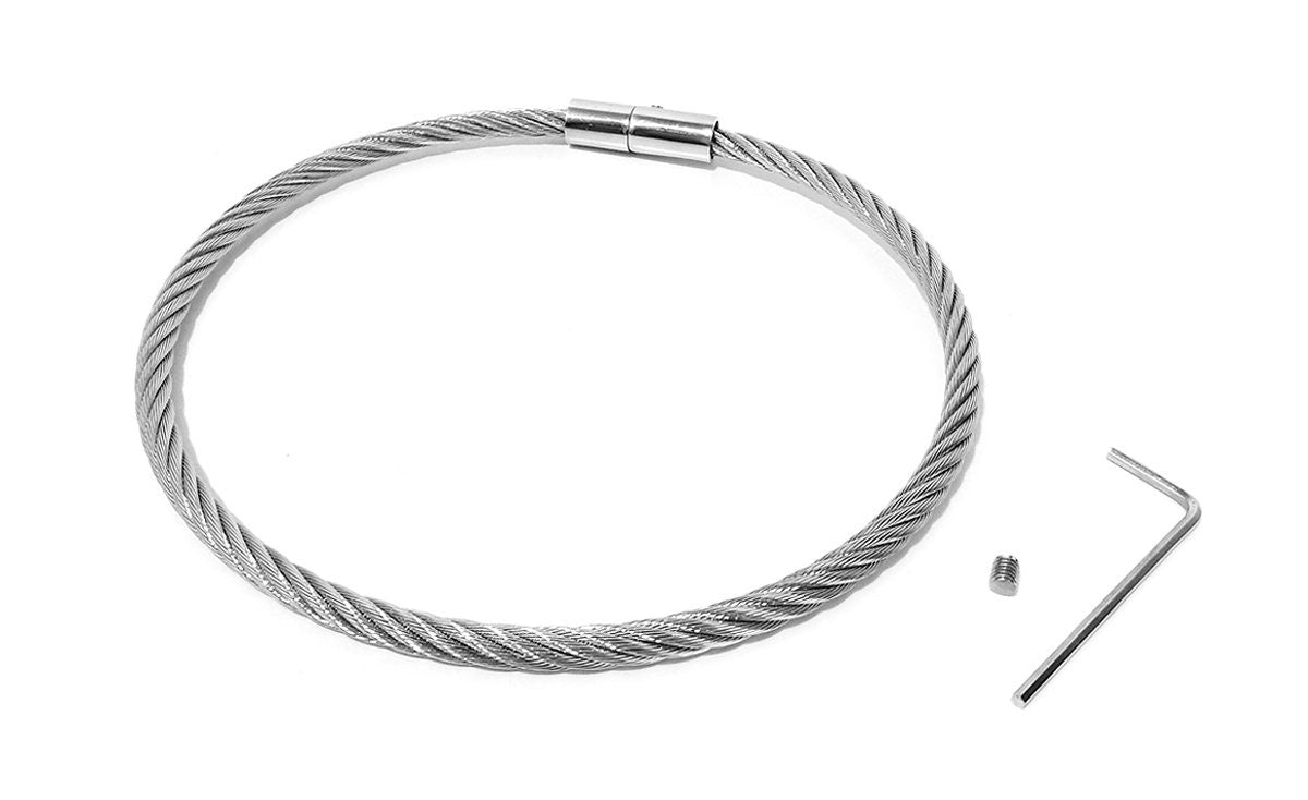 Braided Wire Cable Collar No Ring (locking day collar, BDSM collar cable)