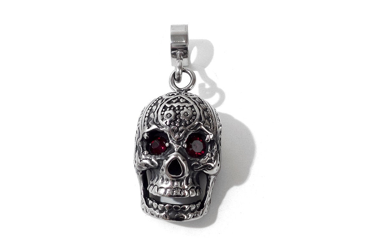 Large Red Crystal Skull Charm For Bondage Collar Restraints