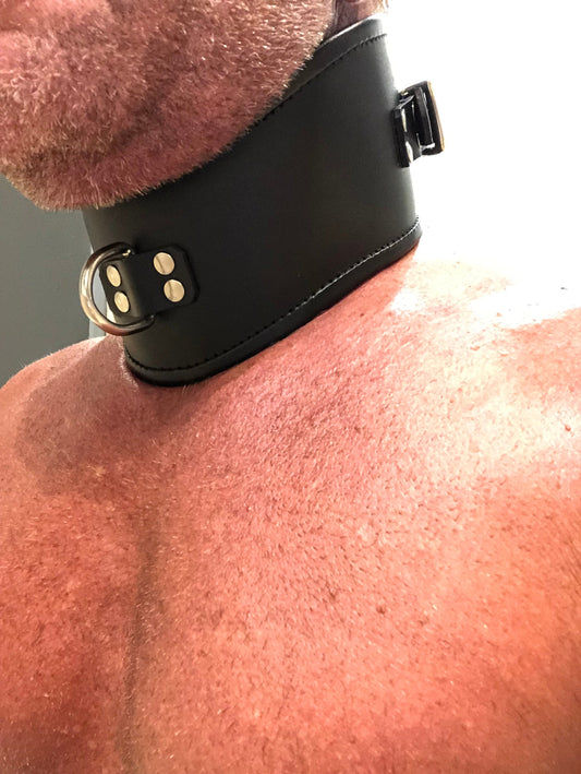 Padded Leather Posture Collar with Padlock 2 Heights