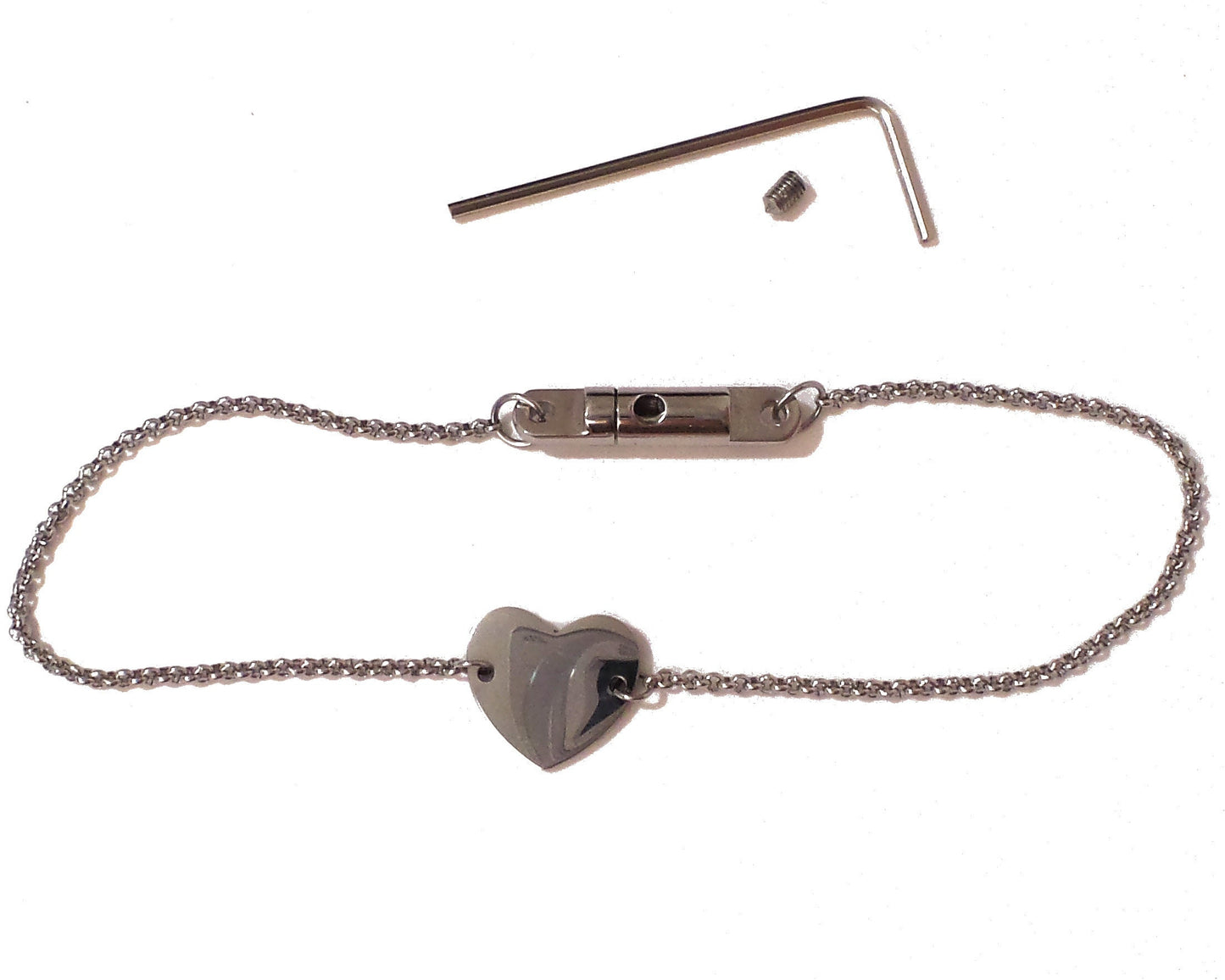 Locking Clasp Chain Anklet or Necklace with Heart - Allen Key Closure