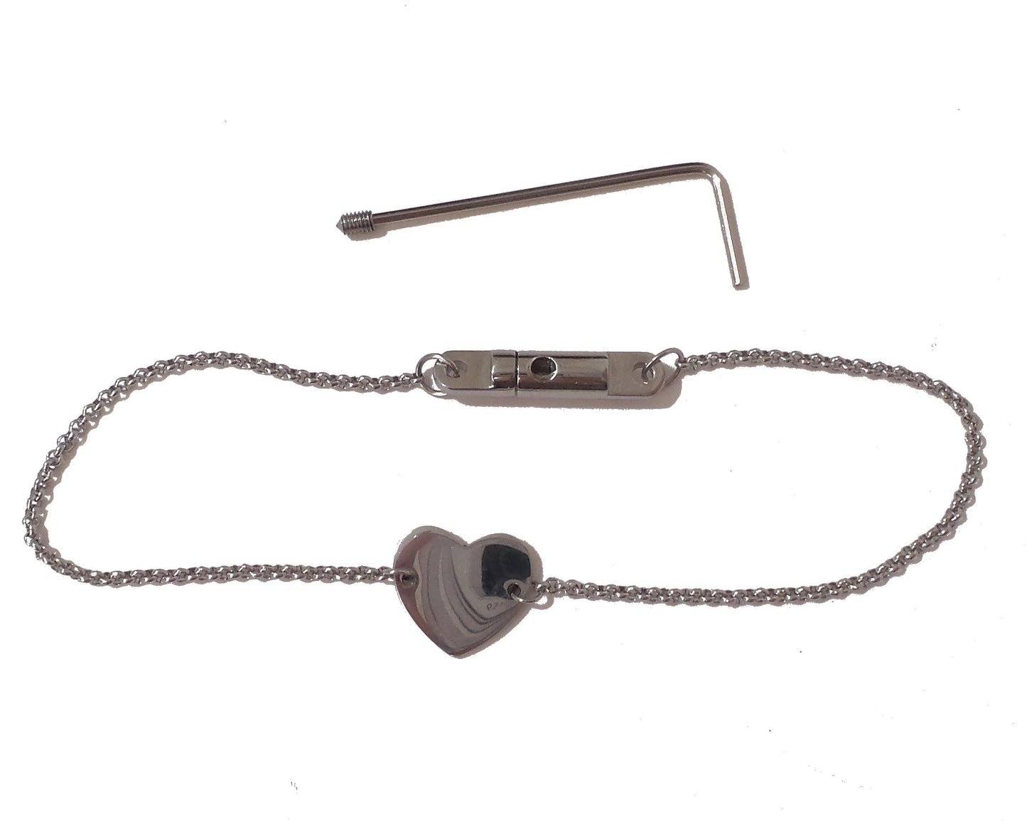 Locking Clasp Chain Anklet or Necklace with Heart - Allen Key Closure