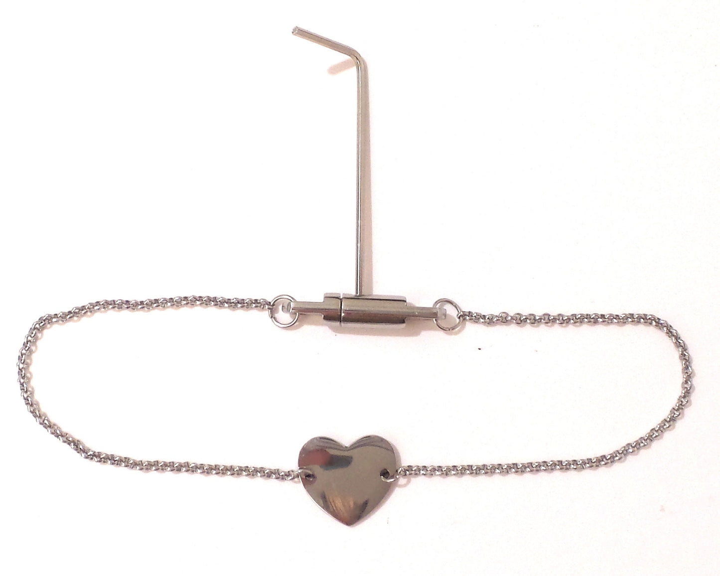 Locking Clasp Chain Anklet or Necklace with Heart - Allen Key Closure