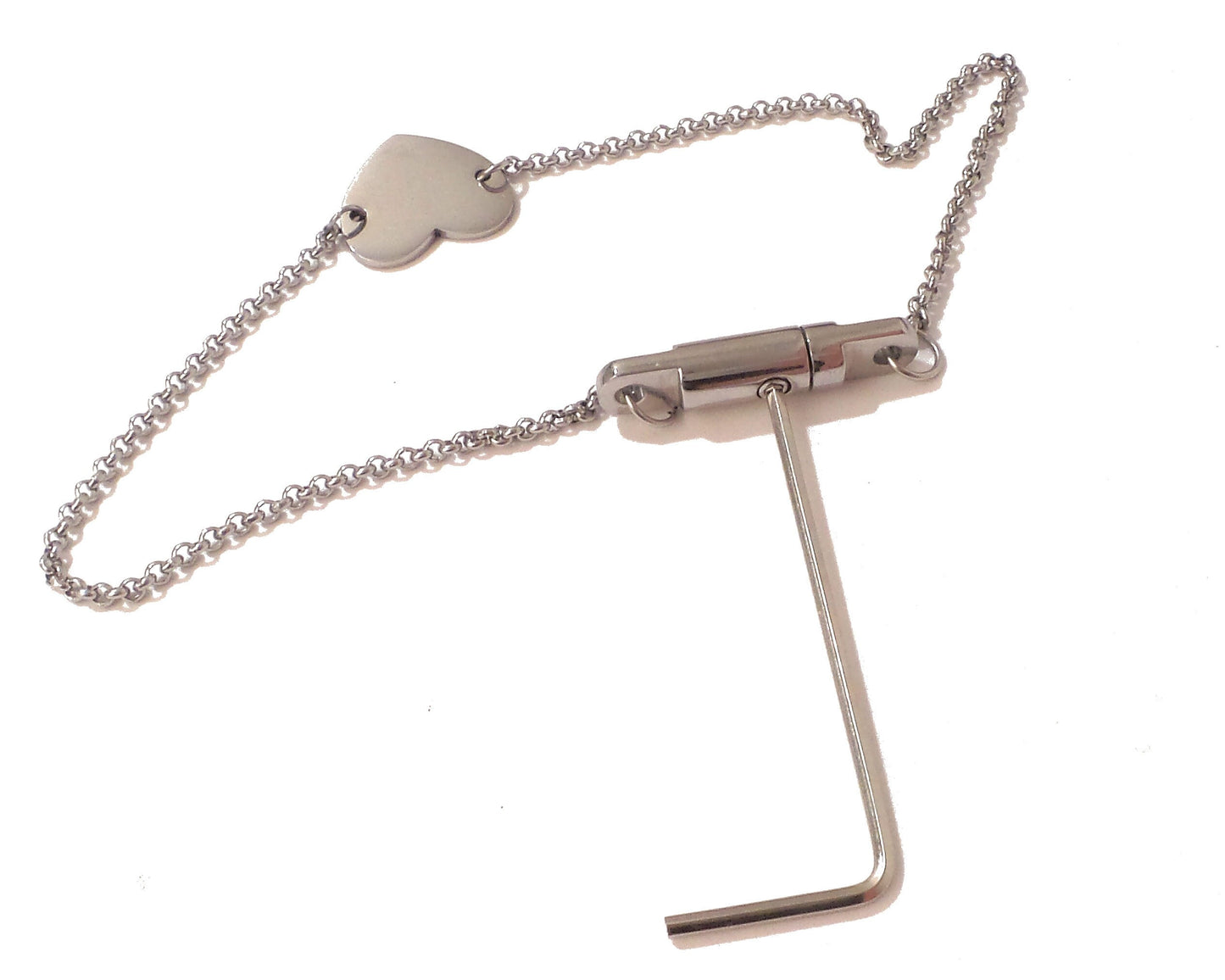 Locking Clasp Chain Anklet or Necklace with Heart - Allen Key Closure