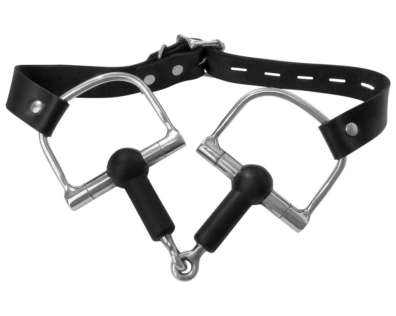 Locking Pony Bit Gag Horse Gag Leather Stainless and Silicone