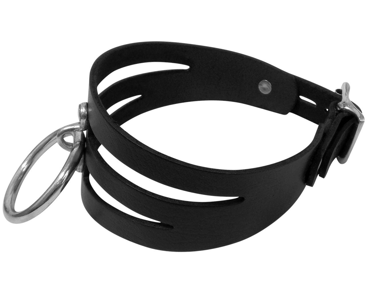 Adjustable Handmade Leather Choker Collar with Silver O-Ring and Locki –  Clawfoot Productions