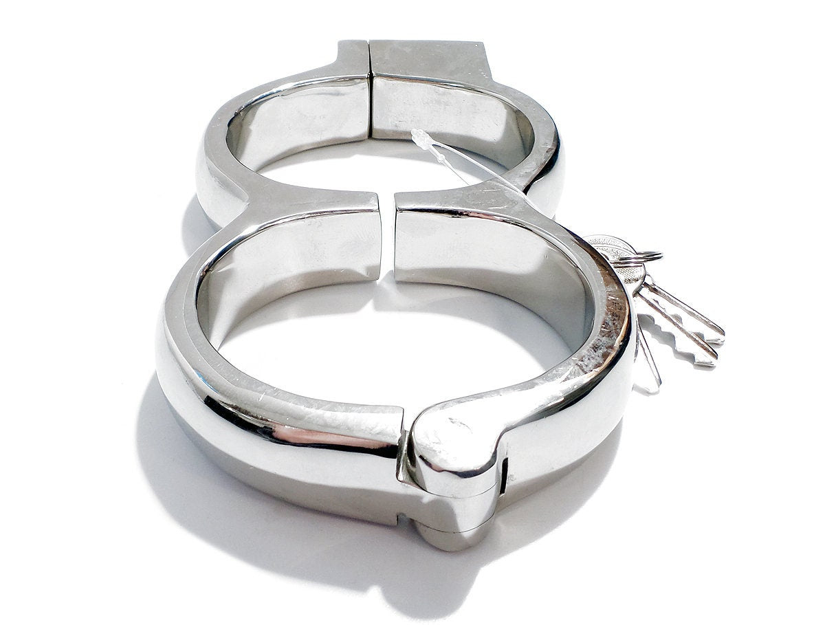 Stainless Steel Leg Irons Snap Shut High Security Irish 8 BDSM Bondage Restraint - Multiple Sizes